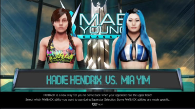 Hadie Hendrix vs Mia Yim (WWE 2K19)